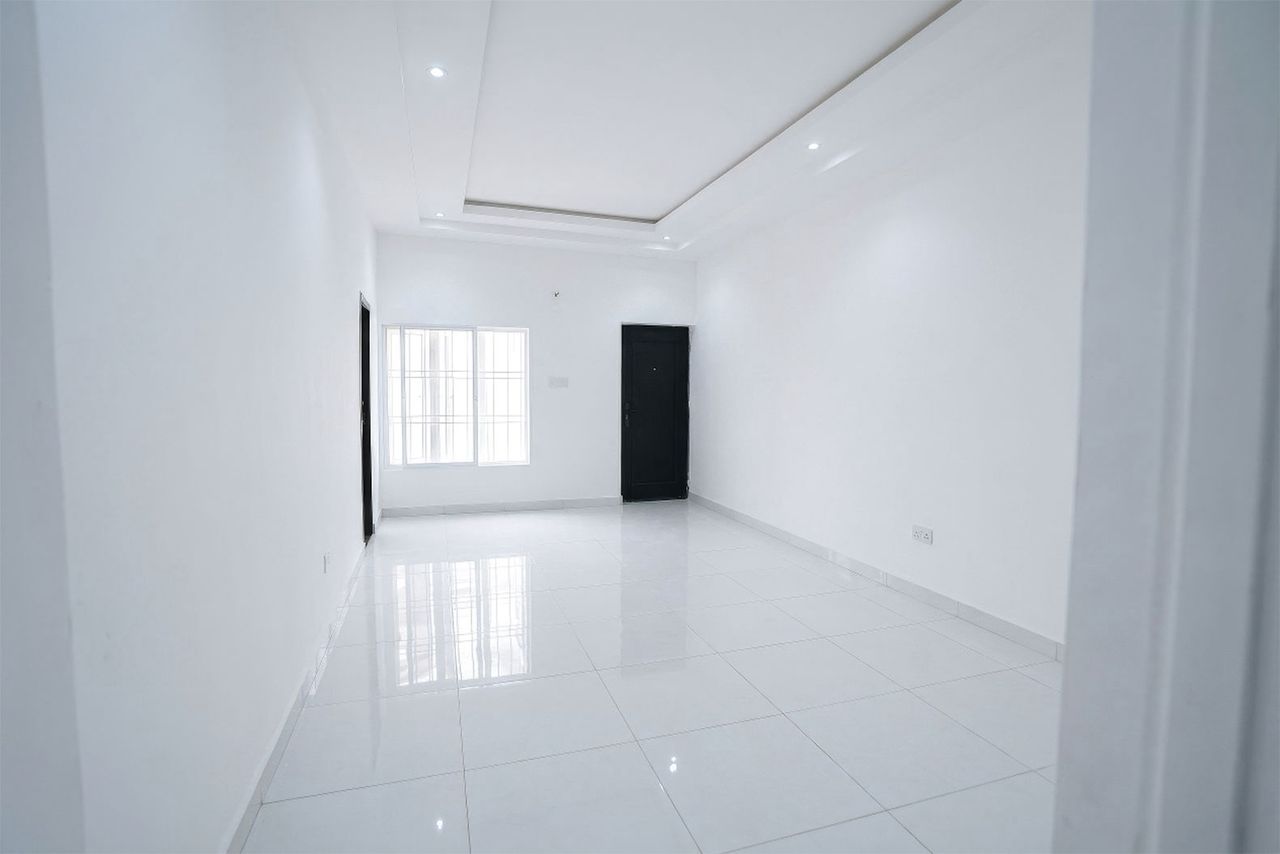 Spacious living room with POP ceiling and LED lighting
